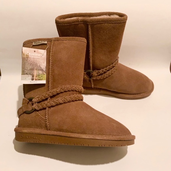 Bearpaw Adele Hickory Braided Brown Tan Suede Wool Lined Snow Winter Boots 6 - Picture 5 of 6